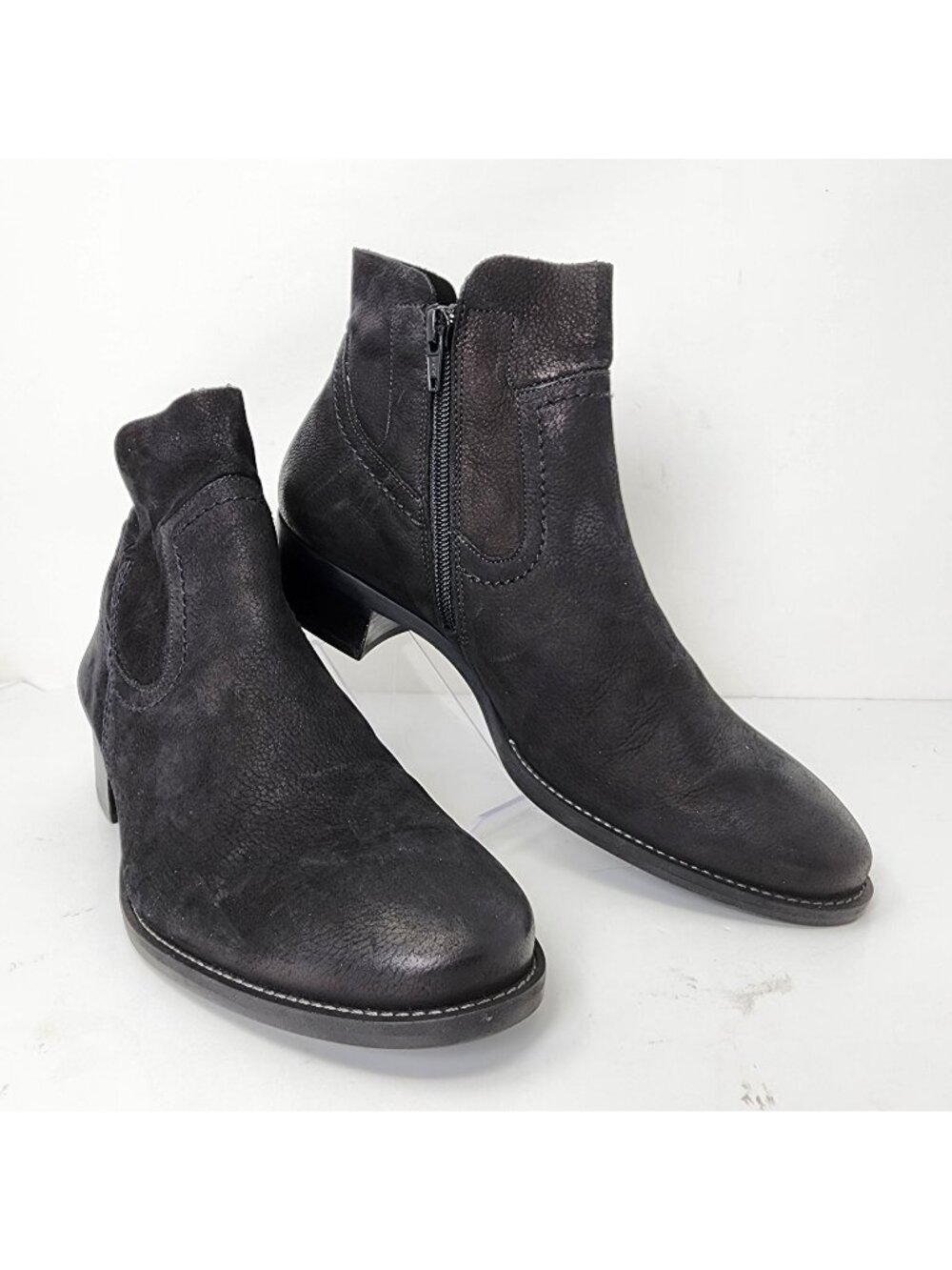 Paul Green Black Nubuck Leather Boston Bootie, Women's 6UK, 8.5 US